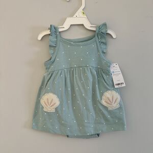 NWT Carter’s Girls Summer Polka Dot Dress with Shells - Size 3M